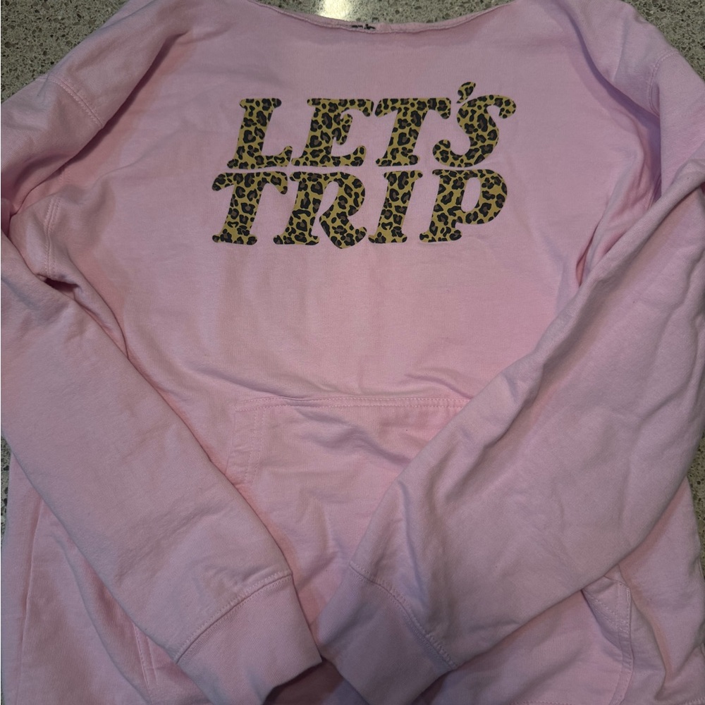 Unisex Sturniolo Triplets Pink 'Let's Trip' Off the shoulder Sweatshirt